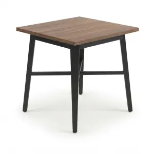 Meja Cafe Persegi Top Kayu Rangka Besi Hitam [5]