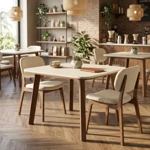 Meja Cafe Skandinavian Top HPL Kaki Kayu Walnut [7]