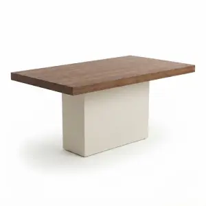 Meja Cafe Top Kayu Walnut Kaki Pedestal