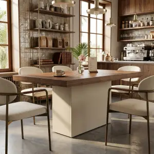 Meja Cafe Top Kayu Walnut Kaki Pedestal [2]