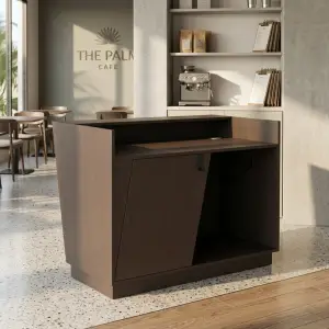 Meja Kasir Cafe Minimalis dengan Kabinet Penyimpanan [2]