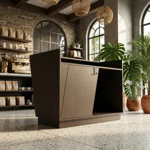 Meja Kasir Cafe Minimalis dengan Kabinet Penyimpanan [5]