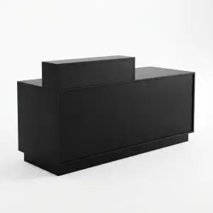 Meja Kasir Dua Level Woodgrain Hitam [5]