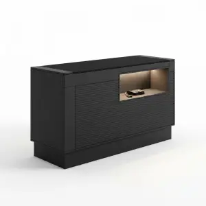 Meja Kasir Fluted Panel dengan Niche Display Berlampu [5]