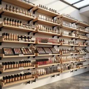 Rak Display Dinding Kayu Besi untuk Toko Kosmetik dan Retail [3]