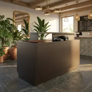 Meja Kasir Kayu Finishing Wenge Desain Split Level [5]