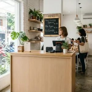 Meja Kasir Kayu Oak Minimalis [2]
