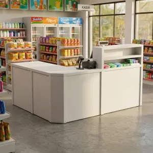 Meja Kasir L-Shape Minimarket Finishing HPL [5]