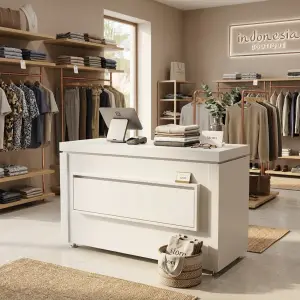 Meja Kasir Minimalis dengan Laci dan Kaki Adjustable [3]