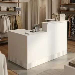 Meja Kasir Minimalis Fluted Base L-Shape [3]