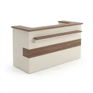 Meja Kasir Minimalis Kombinasi Kayu Walnut dan Panel Putih [5]
