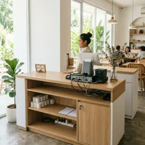 Meja Kasir Minimalis Modern dengan LED Strip [3]