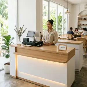 Meja Kasir Minimalis Modern dengan LED Strip [4]