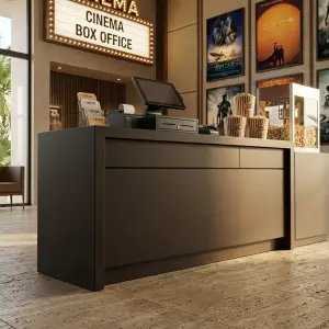 Meja Kasir Minimalis Woodgrain dengan Slot Perangkat Tanam [2]