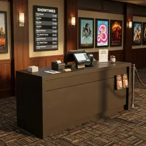 Meja Kasir Minimalis Woodgrain dengan Slot Perangkat Tanam [4]