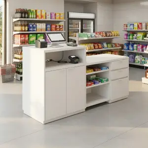 Meja Kasir Minimarket Dua Modul dengan Laci dan Rak Penyimpanan [4]