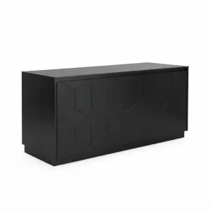 Meja Kasir Panel Hexagon Motif Geometrik Finishing Matte Black [5]