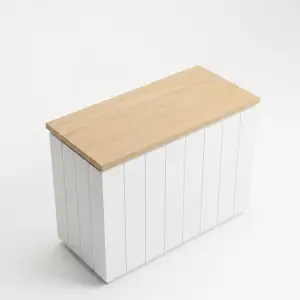 Meja Kasir Panel Vertikal Top Kayu