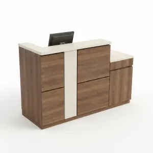 Meja Kasir Restoran Woodgrain Dua Level [5]