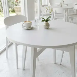 Meja Makan Bulat Kaki Kayu Finishing Duco [4]