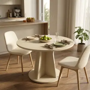 Meja Makan Bulat Kaki Pedestal Minimalis