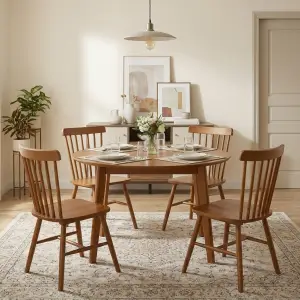 Meja Makan Bulat Kayu Scandinavian