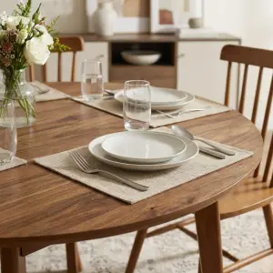 Meja Makan Bulat Kayu Scandinavian [4]