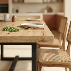 Meja Makan Industrial Rangka Besi Top Kayu [3]
