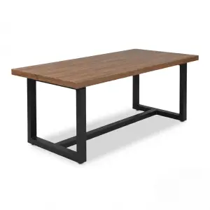 Meja Makan Industrial Rangka Besi U-Frame Top Kayu