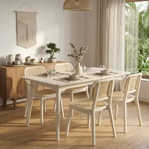 Meja Makan Kayu Skandinavian Off-White