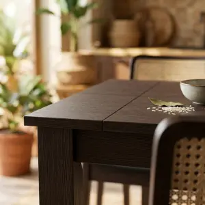 Meja Makan Kayu Solid Finishing Wenge [4]