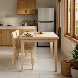 Meja Makan Kayu Solid Gaya Skandinavia [3]
