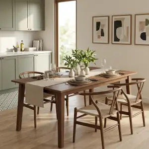 Meja Makan Kayu Solid Kaki Lancip Gaya Scandinavian [2]
