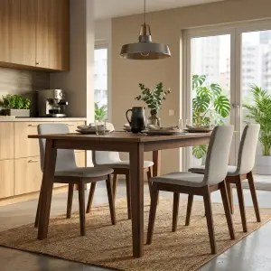 Meja Makan Kayu Solid Kaki Lancip Gaya Scandinavian [5]