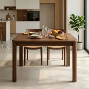 Meja Makan Kayu Solid Kaki Masif Gaya Skandinavian [5]