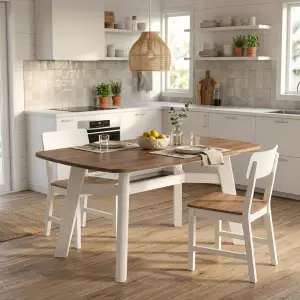 Meja Makan Kayu Walnut Kaki Putih Gaya Skandinavia [2]