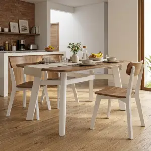 Meja Makan Kayu Walnut Kaki Putih Gaya Skandinavia [4]