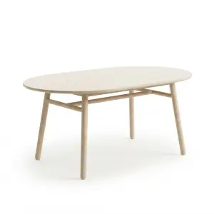 Meja Makan Oval Kayu Solid Scandinavian