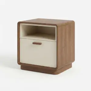 Nakas Kayu Walnut Open Shelf 1 Laci