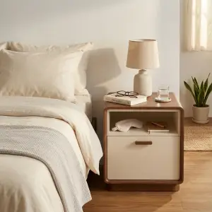 Nakas Kayu Walnut Open Shelf 1 Laci [2]