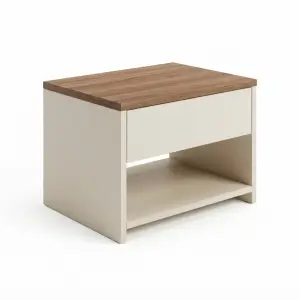 Nakas Minimalis Top Walnut 1 Laci dengan Rak Terbuka