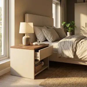 Nakas Minimalis Top Walnut 1 Laci dengan Rak Terbuka [4]