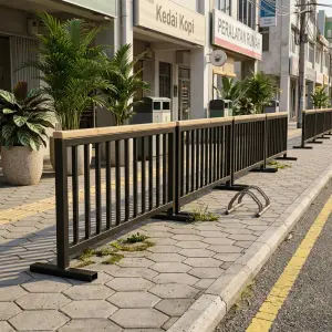 Pagar Pembatas Jalan Besi Hollow Top Kayu [3]