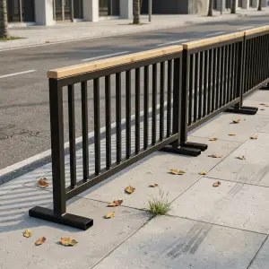 Pagar Pembatas Jalan Besi Hollow Top Kayu [4]