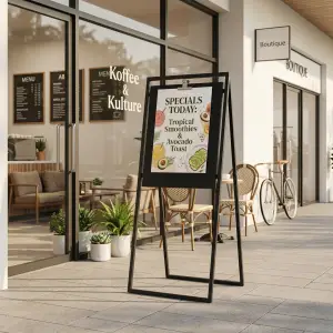 Papan Informasi Besi Standing A-Frame dengan Klip Poster [2]