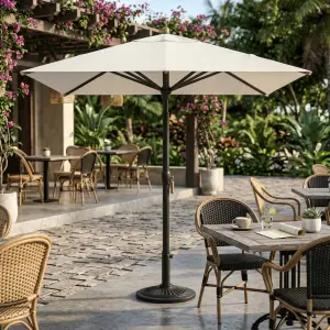 Payung Taman Outdoor Tiang Tengah untuk Area Cafe & Restoran