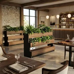 Planter Box 3 Tier Kayu & Besi untuk Restoran dan Perkantoran [4]