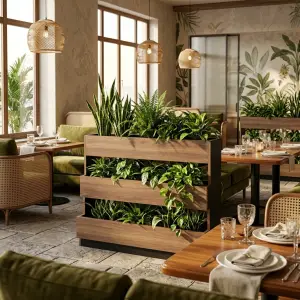 Planter Box 3 Tier Kayu & Besi untuk Restoran dan Perkantoran [5]