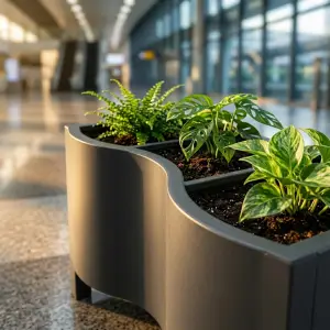 Planter Box Besi 3 Sekat Desain Gelombang [3]