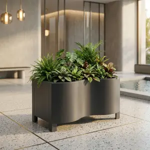 Planter Box Besi 3 Sekat Desain Gelombang [5]